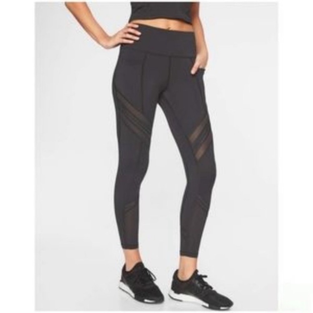 Athleta Up For Anything‎ Mesh 7/8 Tight Black Leggings Athletic Women’s Sz XS